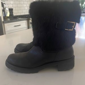 Tory Burch fur lined moto boots